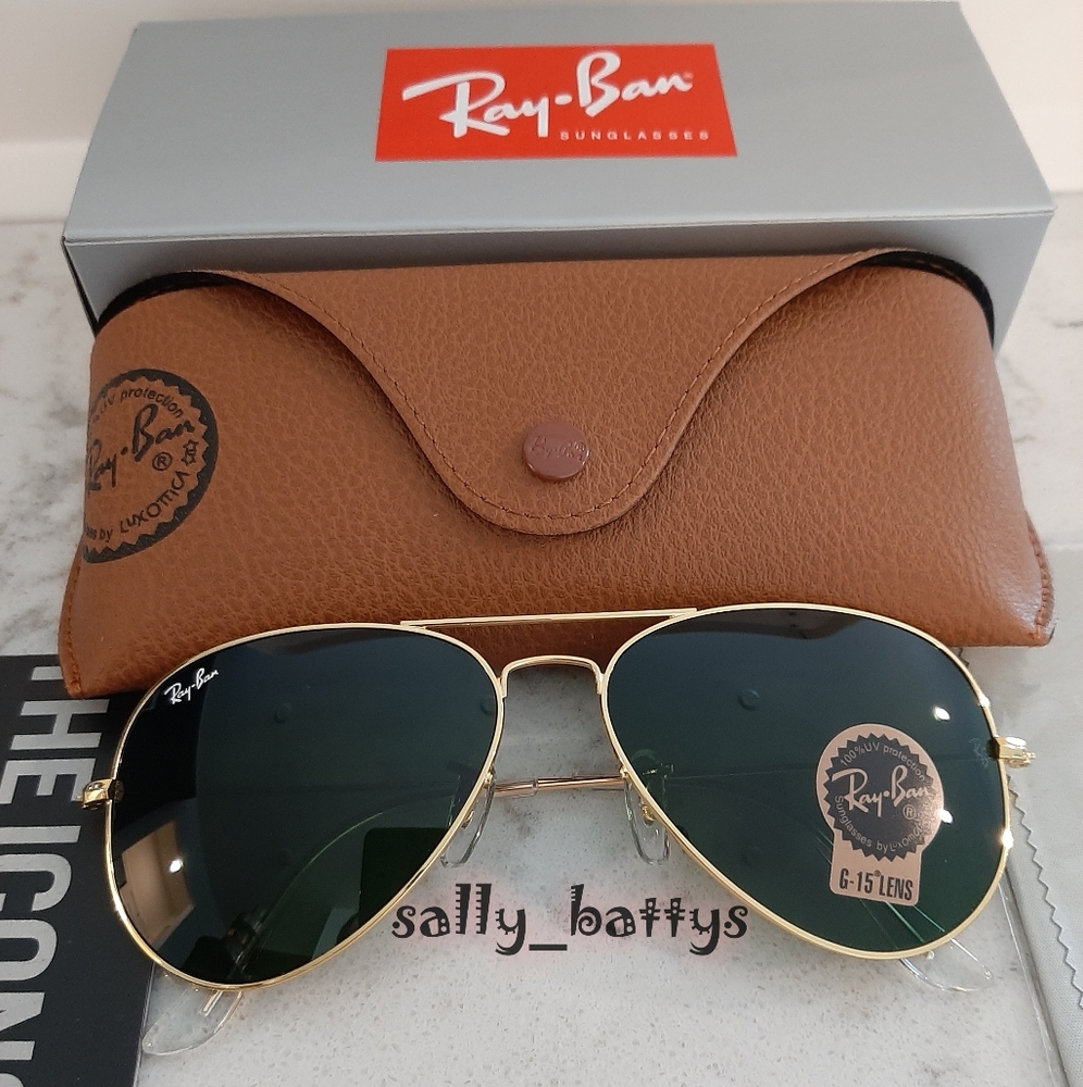 RayBan (Store Display) Aviator Green Lenses RB3025 - Picture 7 of 12